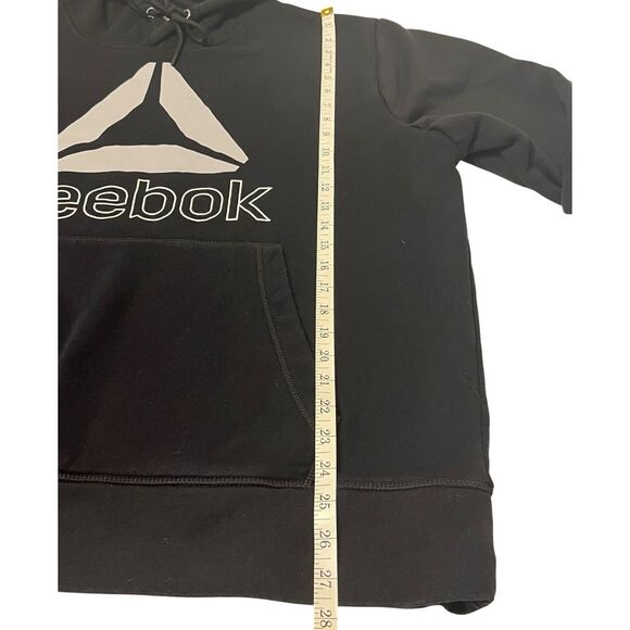 Reebok 2XL Black Pullover Hoodie Big Logo Gym Streetwear Unisex - Picture 4 of 10